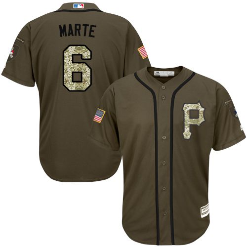 Pirates #6 Starling Marte Green Salute to Service Stitched MLB Jersey - Click Image to Close
